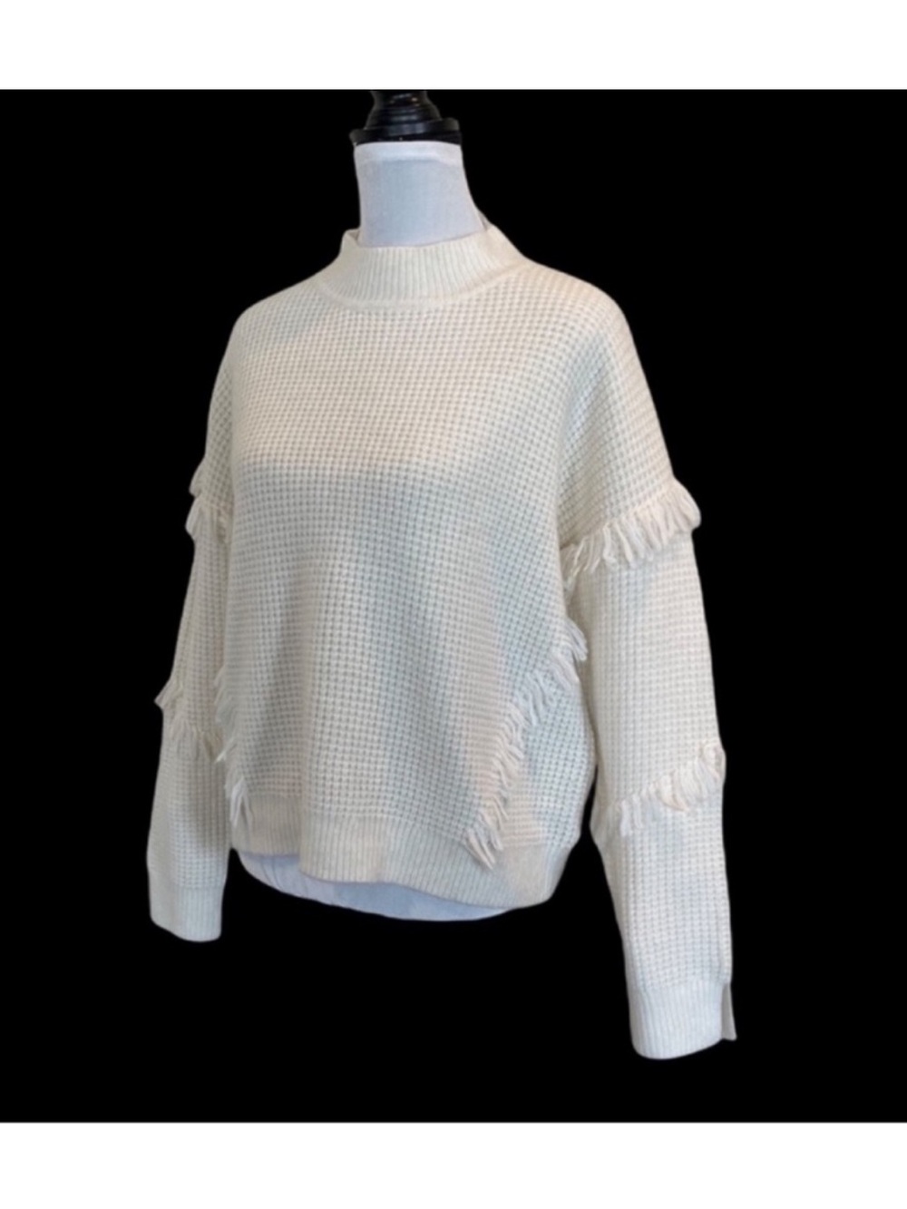 Micheal Kors NWT cozy knit cream longsleeve fringe fisherman sweater extra large